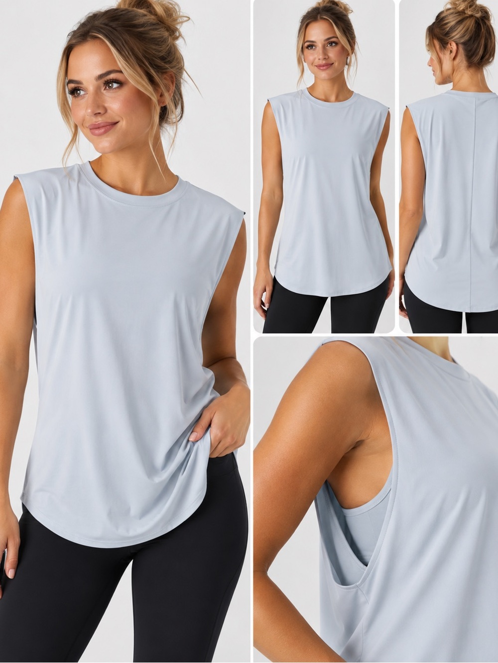 Halara Light Blue Sleeveless Athletic Tunic Top NWT Medium